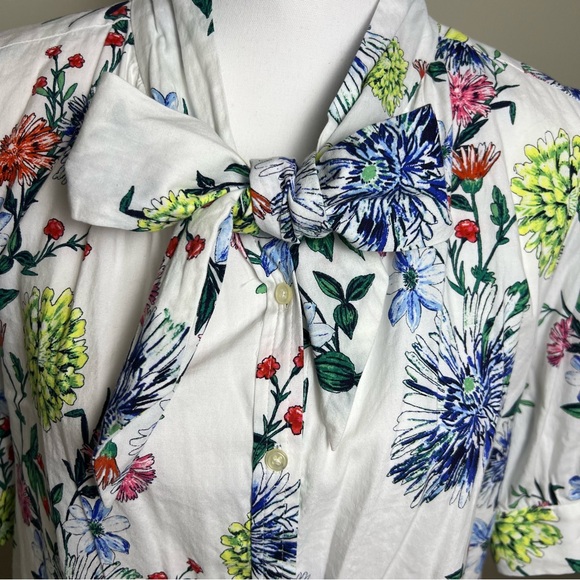 LOFT Floral Tie-Neck Blouse, Size Large - Vibrant Spring Print - Picture 5 of 7
